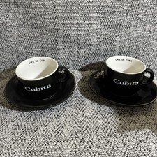 Cubita Cafe De Cuba Cappuccino Cuban Coffee Cup Set Of 2 With Saucers *RARE*