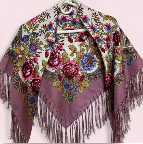 Vtg slavic floral - floral, fringe