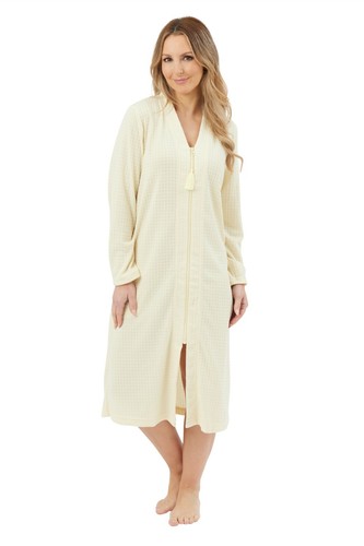 Ladies waffle zip robe - waffle,