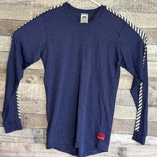Helly Hansen Lifa Stripe Base Layer Shirt Mens Medium Blue Thermal Ski Hiking