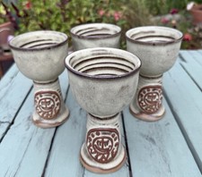 Set of 4 Vintage Tremar Stoneware Studio Pottery Wine Goblets Glasses 1970s MCM