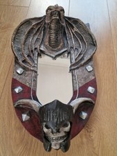 Gothic Dragon And Skull Wall Mirror With Candle Holder 