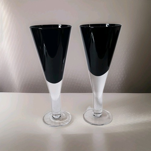 Hand blown black fluted - hand,