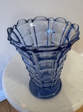 Art Deco Star Vase Blue Glass