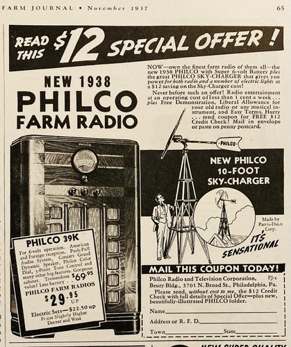 1937 philco radio - ad.(xh84)~philco,