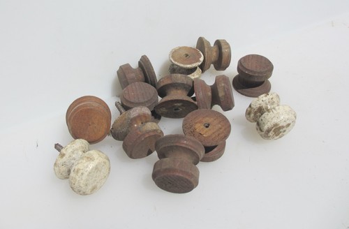 Antique wooden dresser knobs - antique,