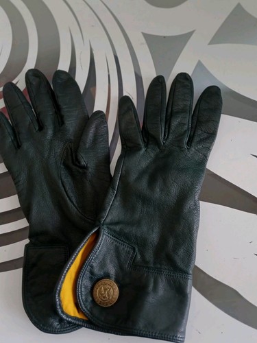 Vintage green leather gloves - green,