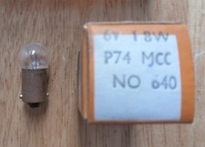 VINTAGE LUMAX BULBS P74  BOX OF 12 - 6V 1.8W  MCC / NO.640 CLASSIC CAR MOTORBIKE