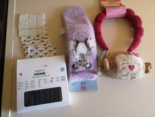double-sided tape + winter sock + sealing clips + cute bag + headband
