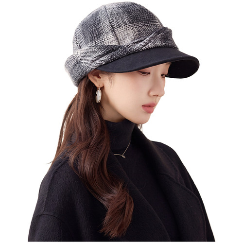 Tweed plaid flat cap for - tweed,