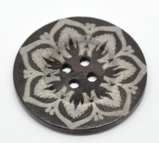 Pack of 3 Large Wood Boho Buttons 6cm Flower Design. 60mm Wooden