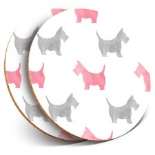 2 x Coasters - Scottie Dog