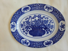 blue and white chinese basket