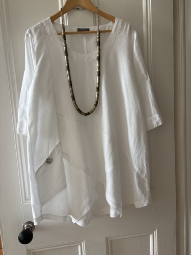 Sahara white linen asymmetric - sahara,