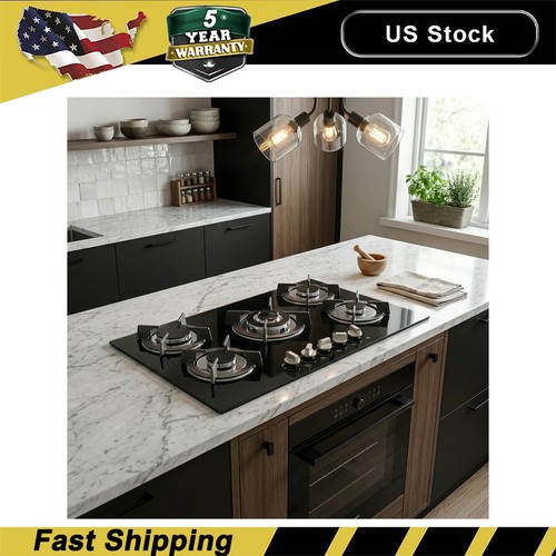 Glass gas hob black - 30",