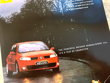 RENAULT RENAULTSPORT MEGANE 225 ORIGINAL FRAMEABLE WALL ART MAGAZINE CAR ADVERT