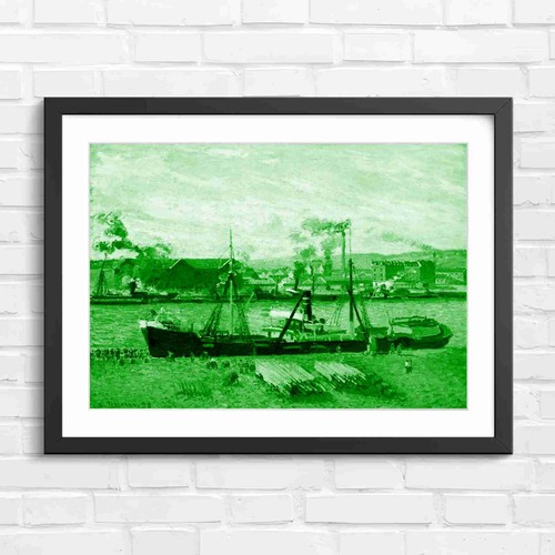 Industrial harbor barges - barges, smoke