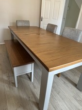 Next Hartford Extendable Dining Table with Storage Bench and 4 Chairs Grey