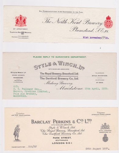 Three brewery letterheads - three,