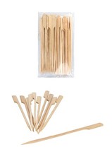 50pcs x 15cm Wooden Paddle Bamboo Skewers BBQ Grill Barbecue Sticks