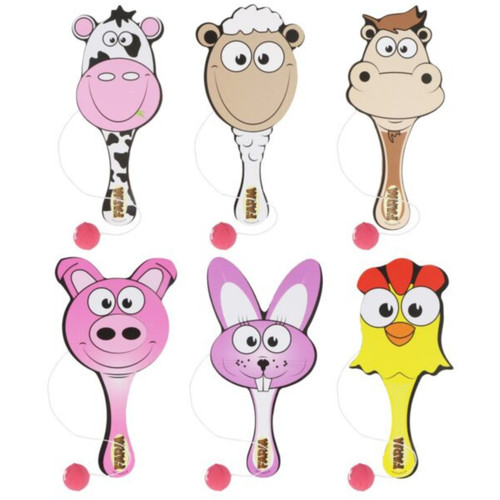 Wooden farm paddle bat ball - farm,