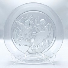 NEIMAN MARCUS by LALIQUE Vintage 80s 1985 Crane Centerpiece Platter, Cake Plate