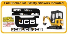 JCB 16C-1 Mini / Micro Digger Sticker / Decal Kit . Safety Stickers Included