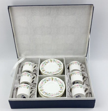 Aynsley Wild Tudor 6x Boxed Espresso Sized Coffee Cups & Saucers - Bone China