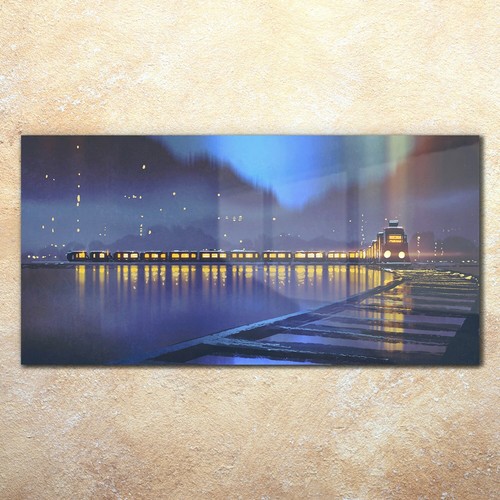 Print glass night scene of - on,
