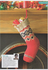 FESTIVE CHRISTMAS STOCKING~ICELANTIC-STYLE  KNITTING PATTERN~MAGAZINE EXTRACT