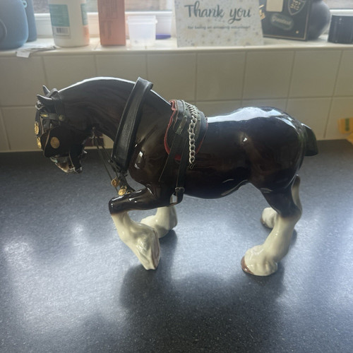 Black white ceramic horse - &,