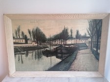 Vintage Bernard Buffet 1953 "Canal St Martin" Framed Print Signed