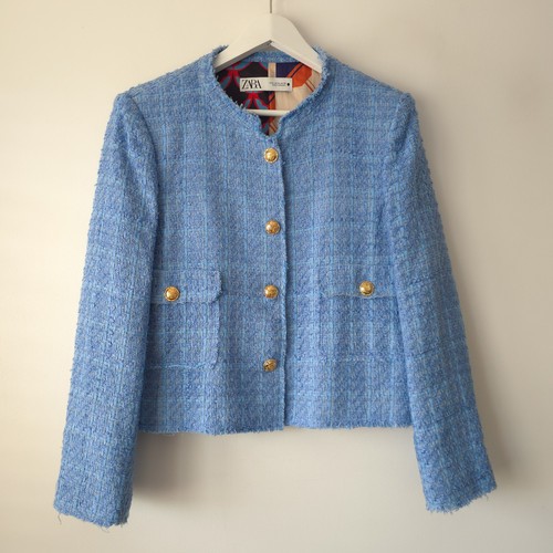 Zara blue textured boucle - textured,