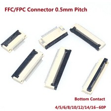 FFC/FPC Connector 0.5mm Pitch Bottom Contact 4/5/6/8/10/12/14/16~60P Flat Cable