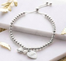 Silver Slider Bracelet ENGRAVED Personalised Jewellery Birthday Gifts FREEPOST