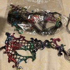 Fancy Dress Halloween Masquerade Ball Lace Mask side Eye Design brand new x 2
