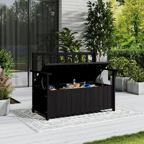 Wood garden storage bench - garden,