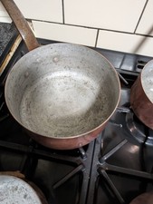 VINTAGE, GRADUATED FRENCH COPPER SAUCEPAN SET.
