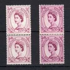 2x 6d ST EDWARD'S CROWN WILDING MOUNTED MINT COIL JOIN PAIRS (DIFFERENT SHADES)