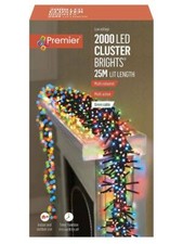 Premier 2000 LED Cluster Indoor Outdoor Multi-Action Christmas Tree Lights MULTI