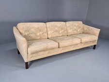 Vintage Danish 3 Seat Sofa Mid Century Shape Floral Cream Cotton 70s EB9579 M3SS