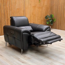 Furniture Village 'Vino' Chair Power Recliner Headrest Navy Leather RRP £1400