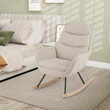 Nursery Glider Rocker Upholstered Rocking Chair-Beige