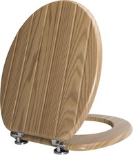Angel Shield Oak Grooved   Toilet Seat Antibacterial Wooden Soft Close