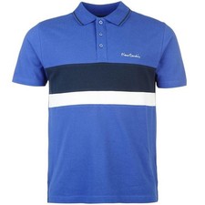 MENS PIERRE CARDIN ROYAL BLUE/NAVY STRIPED POLO SHIRT - SIZE LARGE - RRP £29.99