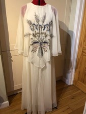 Jean Varon 70s vintage cream beaded evening dress size 12-14 excellent condition