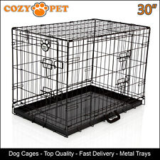 Dog Cage Cozy Pet Puppy Crate Black Folding fabric 30 inch Medium Dog Crate