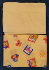Vintage Style Cot Sheets Flannelette Yellow 1 print Bear Bunny 1 plain flaw mark