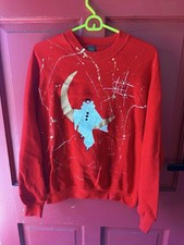 Vintage 80s Pierrot Clown Handmade Pullover Sweatshirt