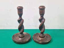 Pair of Antique Oak Barley